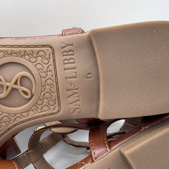 Sam & Libby Rhonda Gladiator Sandals Womans 6 Brown Gold Bling Rinestones Strapy - Picture 6 of 6